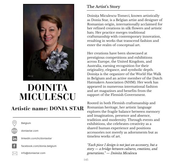 The image is a page from a magazine or book, featuring an article about Doinita Miculescu, a Belgian artist and designer. ...